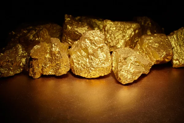 Closeup of big gold nuggets