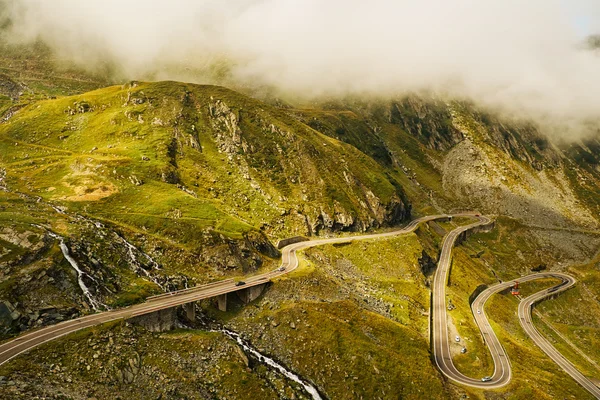 High view on mountain road