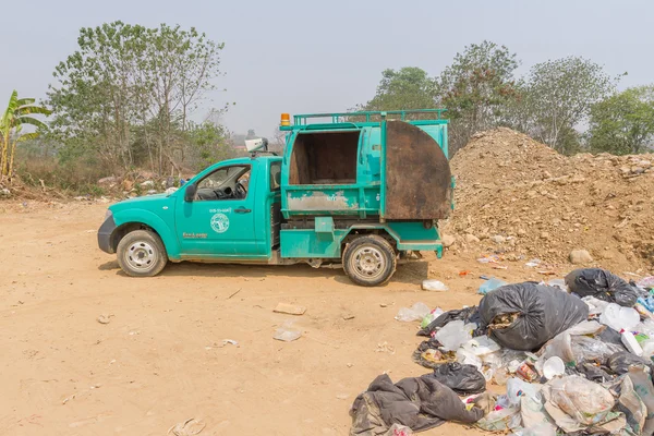 Garbage truck of Pai Subdistrict Administrative Organization dumping Garbage