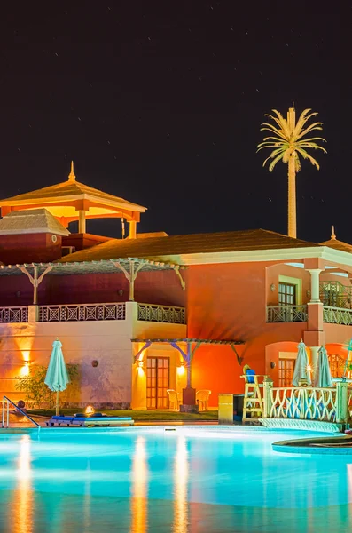 Luxury hotel resort at night in Egypt