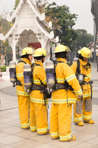 Firefighter in mock disaster drill