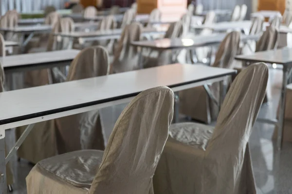 Row of table and chair in seminar conference room