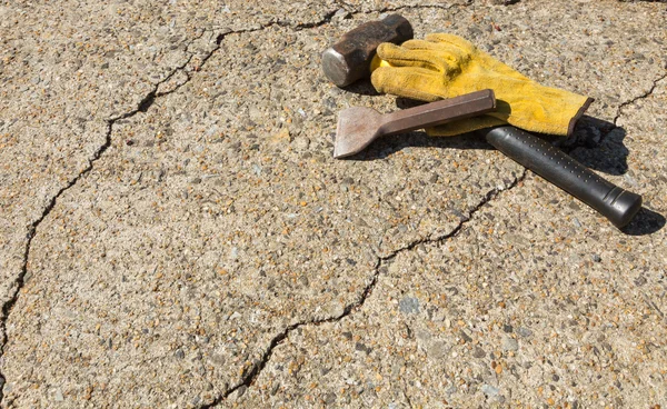 Hand tools on concrete