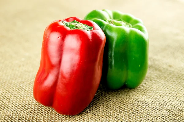 Bright red and green peppers