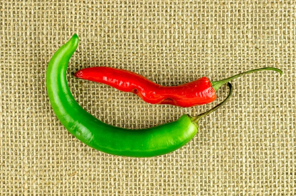 Red spicy pepper and large green chili