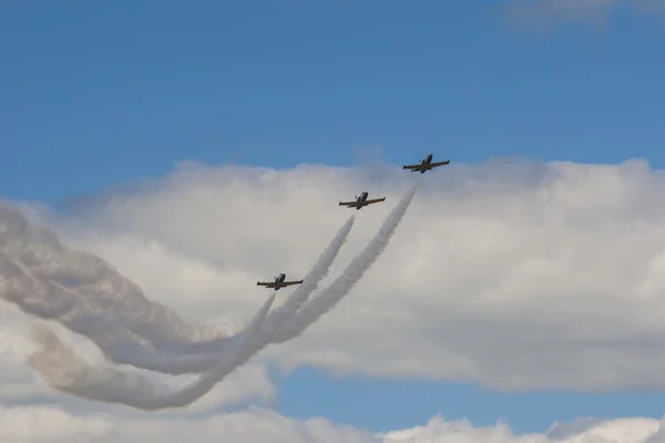 Acrobatic Stunt Plane RUS of Aero L-159 ALCA on Air During Aviation Sport Event