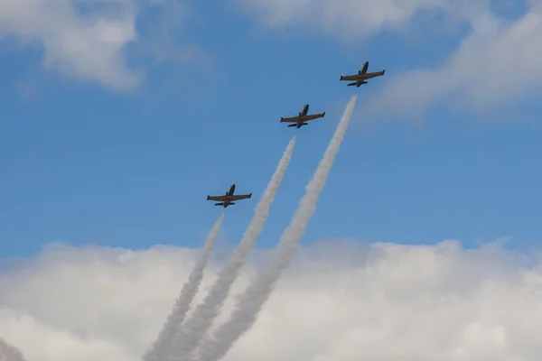 Acrobatic Stunt Plane RUS of Aero L-159 ALCA on Air During Aviation Sport Event