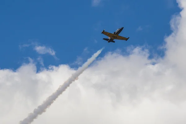 Acrobatic Stunt Plane RUS of Aero L-159 ALCA on Air During Aviation Sport Event