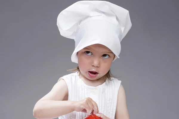 Cuisine and Cooking Concepts and Ideas. Portrait of Lovely Cute Caucasian Girl Posing as Cook