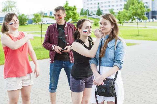Minsk-Belarus, May, 20: Ice-Hockey Fans In Minsk Making Face-Pai