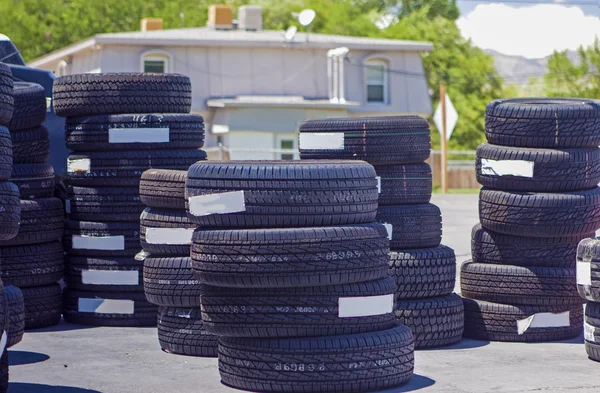 Plenty of Brand New Tires Located Outside of the Auto Repair Sho