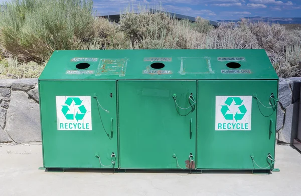 Recycling Concept: One Separate Recycling Trash Can Placed Outdo
