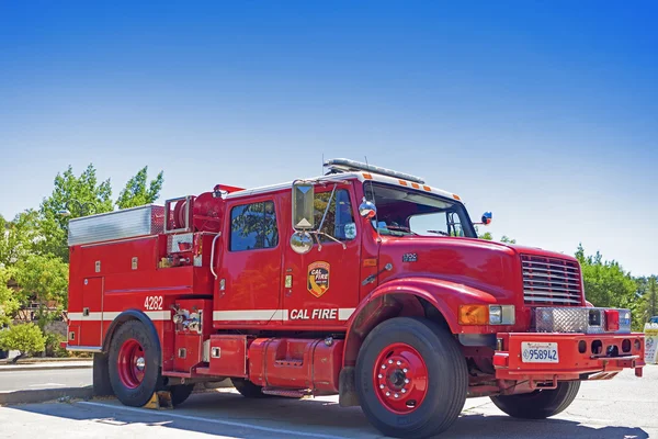 California-United States, July 12, 2014: Iconic Red Color American Fire Fighting Engine