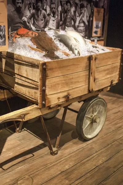 San-Francisco-United States, July 13, 2014: Authentic Wharf Ice San-Francisco-United States, July 13, 2014: Authentic Wharf Ice Cart Used to Move Fish and Ice on Stand in Maritime Museum in San-Francisco on July 13, 2014 in San-Francisco, California,