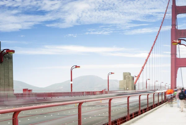 Blurred Trails of Cars Passing By on The Golden Gate Bridge in San-Francisco