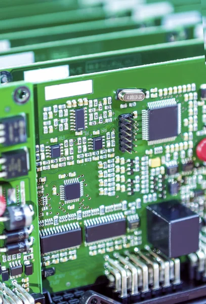 Printed Circuit Boards Placed in Lines Together  with One Another in Laboratory