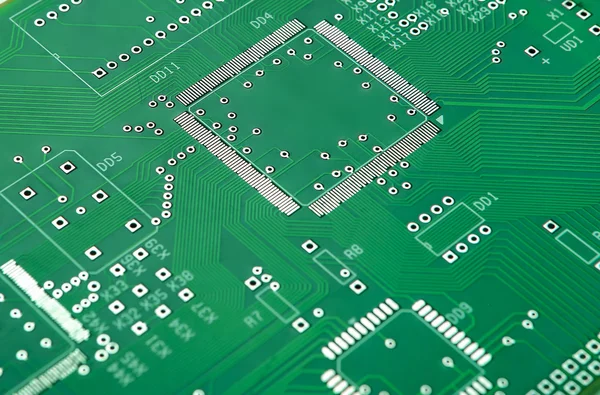 Closeup Shot of New Printed Circuit Board Without Any Components