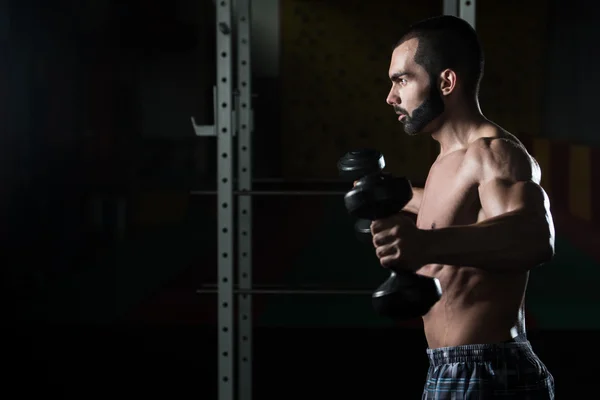 Shoulders With Dumbbells Exercise In A Gym
