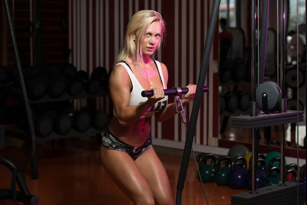 Hot Woman Doing Exercise For Biceps
