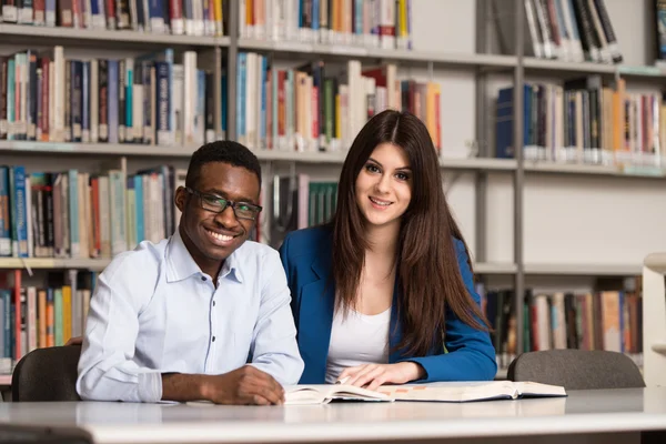 Group Of Young Students Sitting At The Library