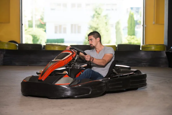 Young Man Driving Go-Kart Karting Race
