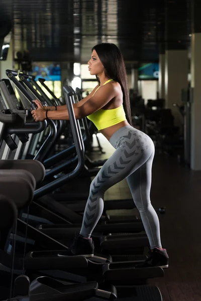 Latino Women On Elliptical Treadmill In Fitness Gym