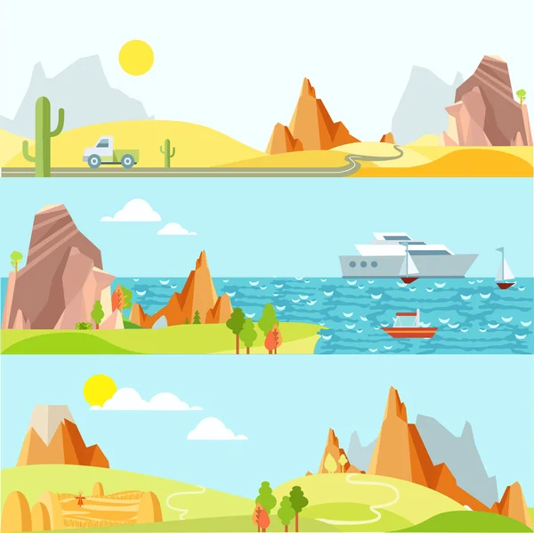 Natural landscapes in flat style.