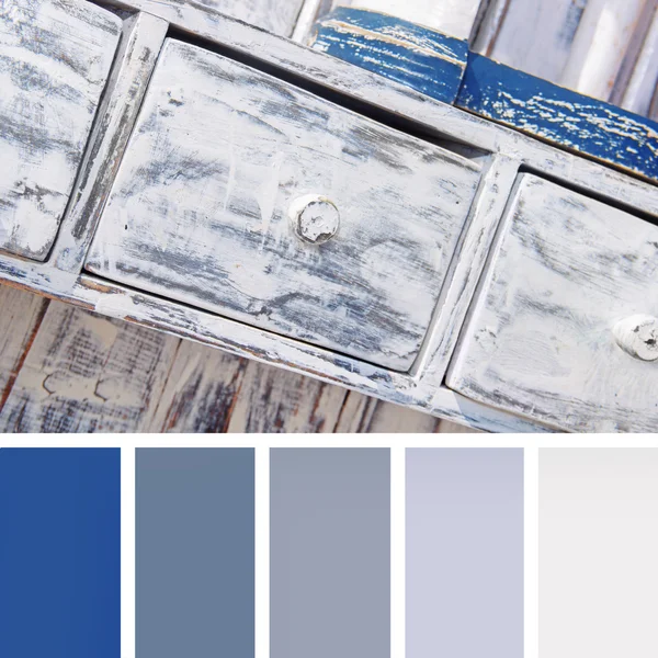 Shabby chic furniture,  color palette swatches. pastel hues