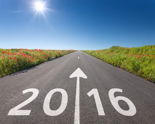 Driving on empty road towards the new 2016