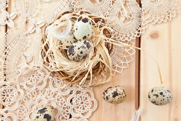 Easter nest with quail eggs