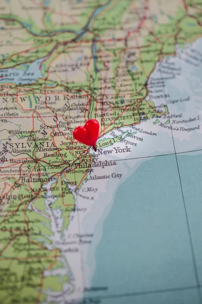 New York pinned with a heart