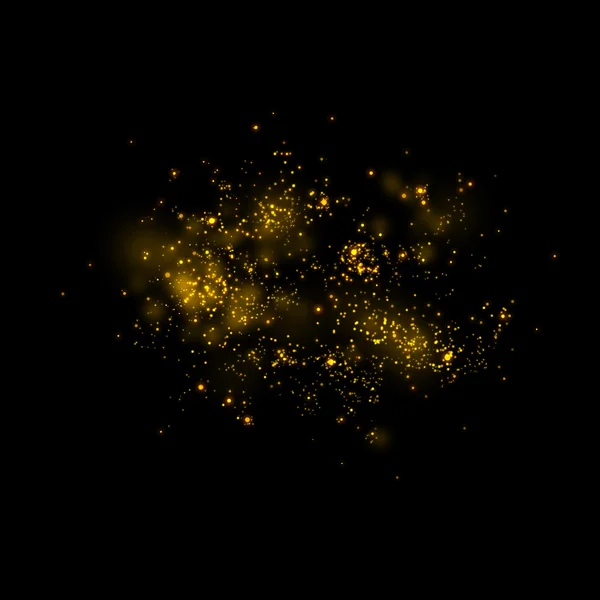 Gold glittering star magic dust on background.