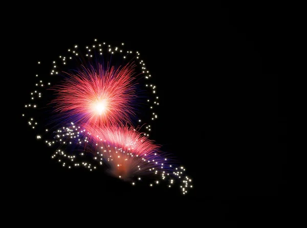 Colorful fireworks explode, red orange violet fireworks background. Light art. Visual art. Orange red fireworks background, fireworks festival, Independence day, Bastilian day, June 4, freedom