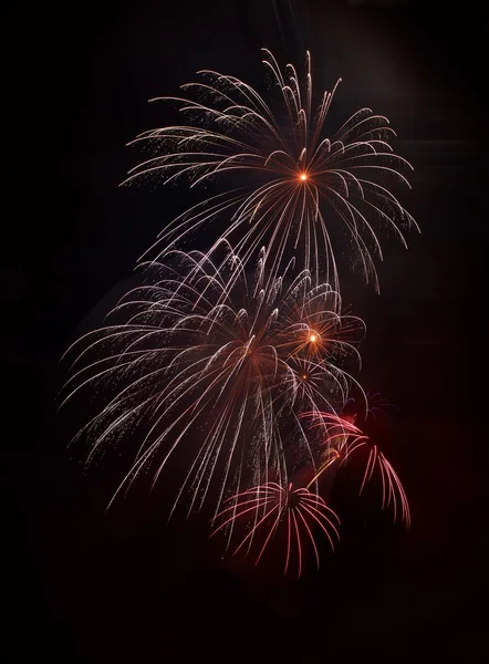 Colorful different colors fireworks close up, dark sky background, Malta fireworks festival, 4 of July, Independence day