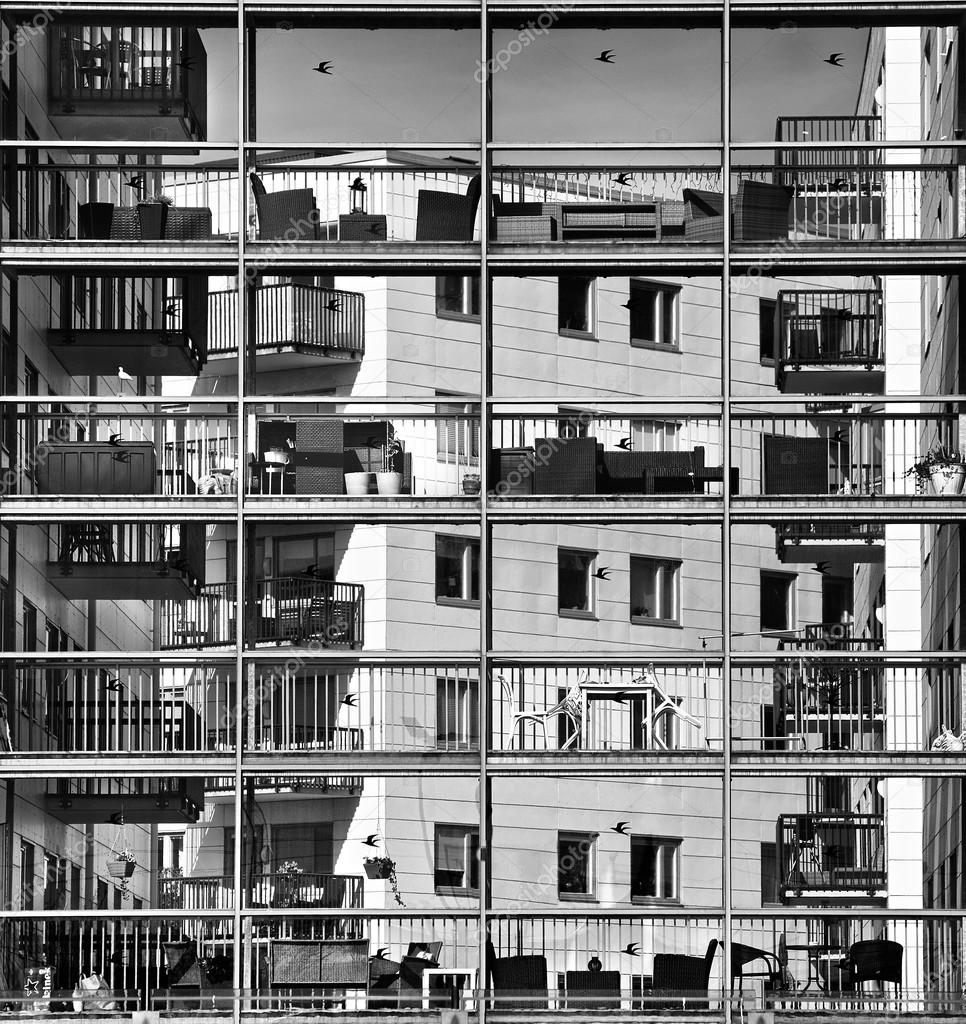 Abstract architectuur exterieur foto in zwart wit, hedendaagse ...
