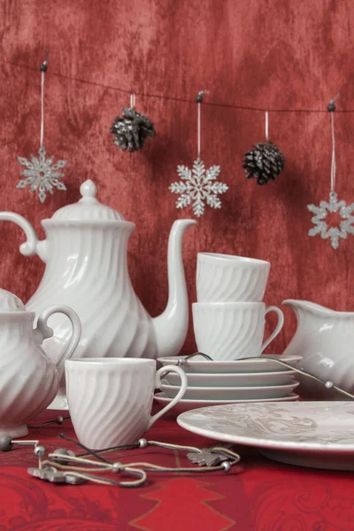 Christmas decoration table display in simple and elegant style.