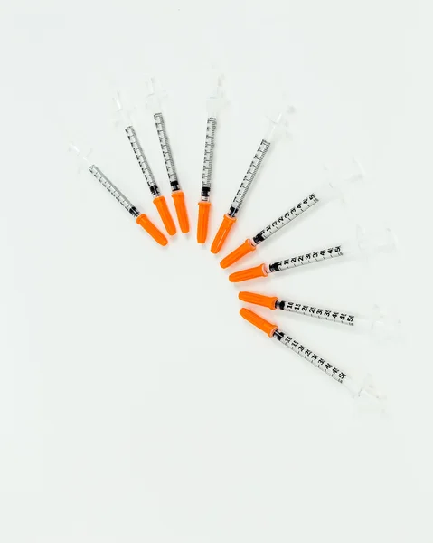 Syringes fanned out