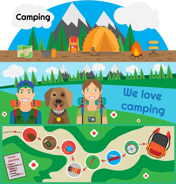 Camping Banner People with Dog
