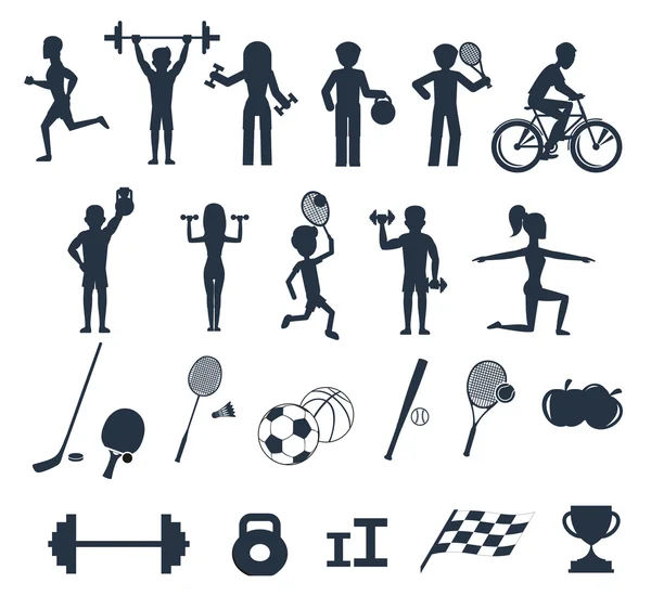 Exercises with weights and warm-up icons