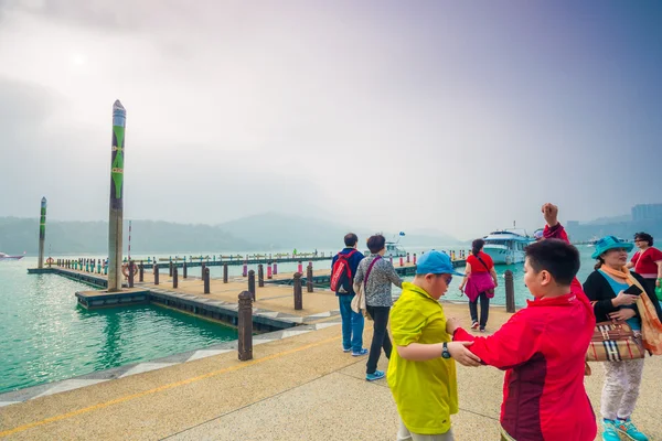 Tourist on Pier at Sun Moon Lake