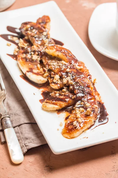 Grilled banana with chocolate sauce