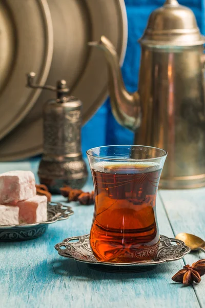Turkish tea with authentic glass cup