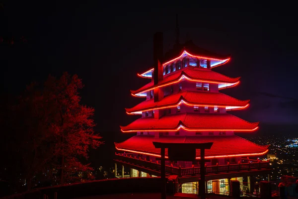 The Pagoda on Skyline Drive at night, in Reading, Pennsylvania.