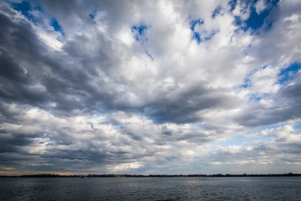 Dramatic sky over Lake Ontario, seen from the Harbourfront, in T
