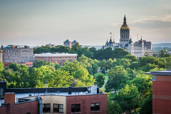 View of buildings and the Connecticut State Capitol Building in
