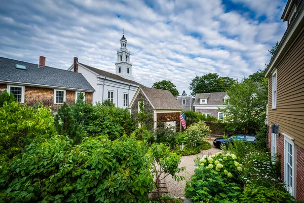 Garden and buildings in Provincetown, Cape Cod, Massachusetts.