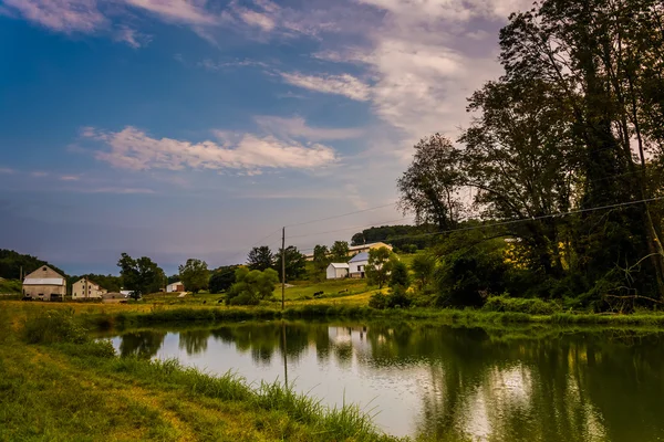 Pond on a farm in rural York County, Pennsylvania.