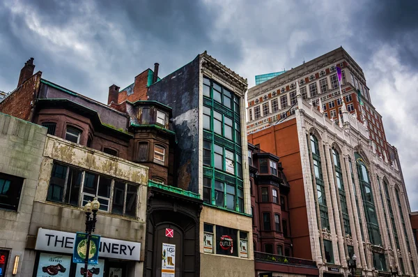 Shops and buildings in downtown Boston, Massachusetts.