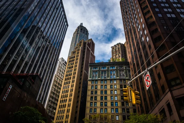 Skyscrapers in the Financial District of Manhattan, New York.