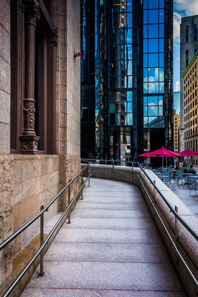 Walkway and Exchange Place, in Boston, Massachusetts.